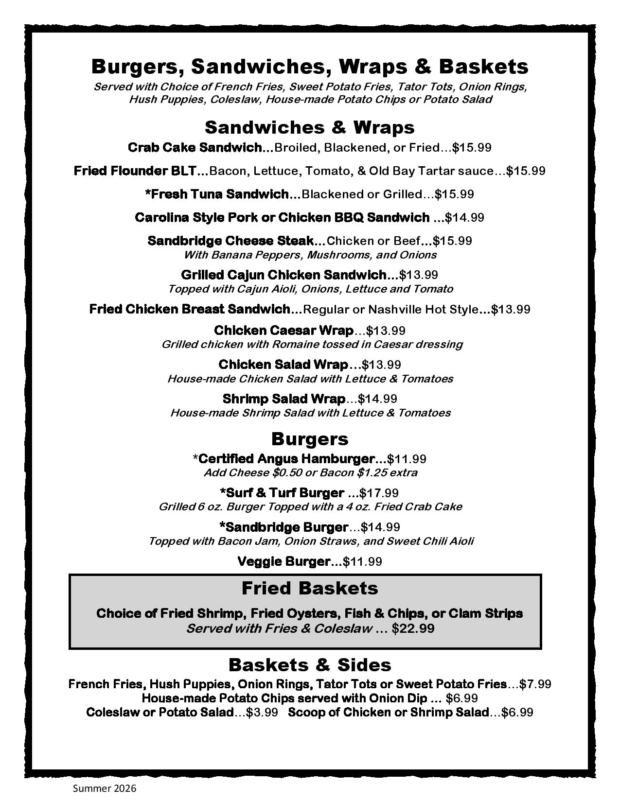 2026 Summer Dinner Menu p2